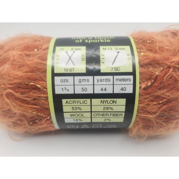 Sensations Angel Glitz Copper Sparkle Yarn 50g 44yd Acrylic Nylon Wool JoAnn - Picture 3 of 7